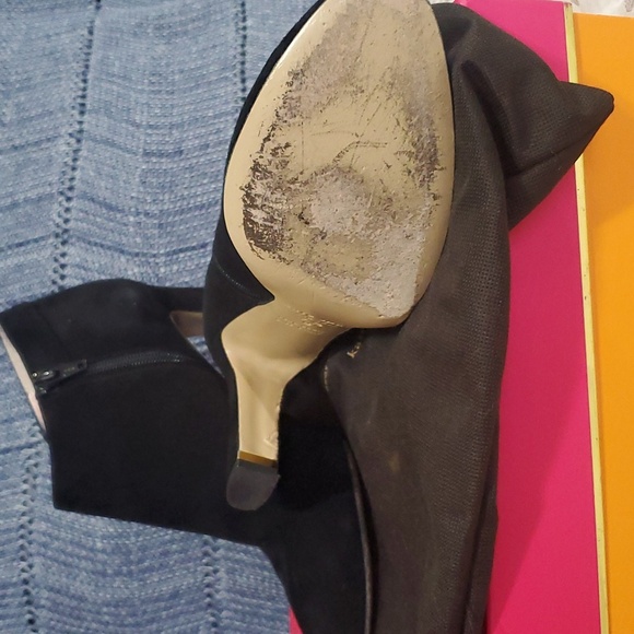 Kate Spade Suede Aldaz High Heal Boots Black size 7 1/2 B Italy Made - Picture 5 of 7